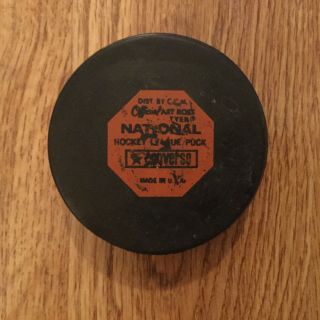 NHL Vancouver Canucks Converse vintage game puck,  1970’s,  screened reverse,  old 3