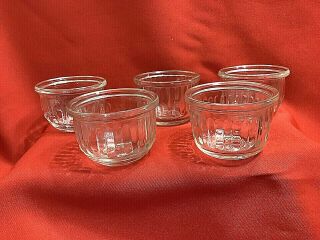 5 Vintage Clear Glass Ribbed Jelly Jars 5 Oz