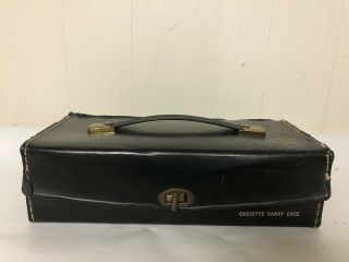 Vintage Cassette Carry Case Holds 12 Black Travel Storage Box Handle Music Tapes