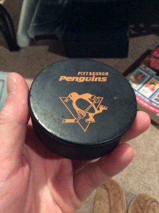 Rare Vintage Pittsburgh Penguins Channel 11 Souvenir Hockey puck 1970’s NHL 2