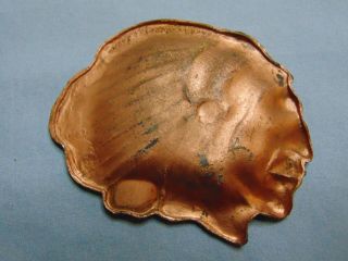 Native American Indian Chief Copper Ashtray Vintage Made In Occupied Japan 2