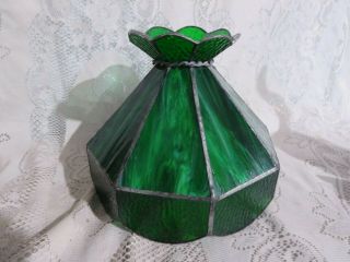 Vintage Green Stained Glass Lamp Or Swag Shade