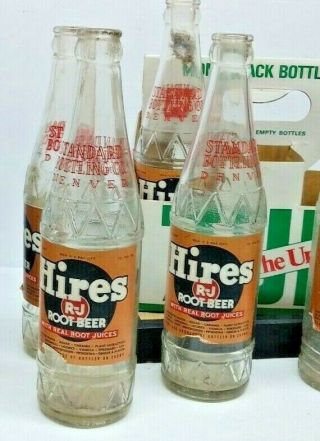 2 Vintage Hires R - J Root Beer Bottle Empty Standard Bottling Co Denver Co