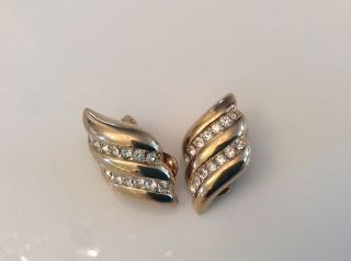 Vtg Signed Couture Christian Dior Rhinestone Earrings
