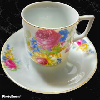 Vintage Made In Occupied Japan Tea Cup And Saucer Set Flower Design