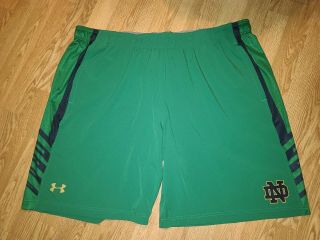 3xl Nwot Notre Dame Football Team Issued Under Armour Green Shorts Heat Gear