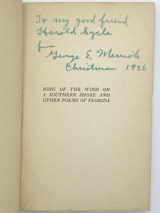 George E Merrick / Sound Of The Wind On Southern Shore And Other Poems Signed
