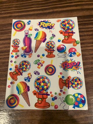 Lisa Frank Vintage Stickers: Rare Food: Gumballs And Lollipops