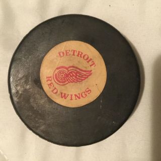 Nhl Detroit Redwings Converse Vintage Game Puck,  1970’s,  Screened Reverse,  Rare