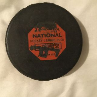 NHL Detroit RedWings Converse vintage game puck,  1970’s,  screened reverse,  rare 3