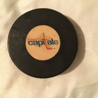 NHL Washington Capitals Converse vintage game puck,  1970’s,  screened reverse 3