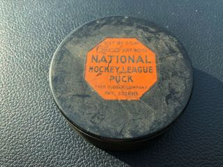 Vintage Tyer Rubber Company Official Art Ross National Hockey League Puck - Usa