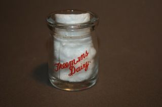 Vintage Freemans Dairy Best By Taste Individual Glass Advertising Creamer Bottle