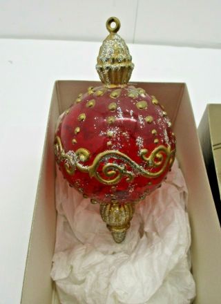 Vintage Red And Gold Plastic Christmas Ornament