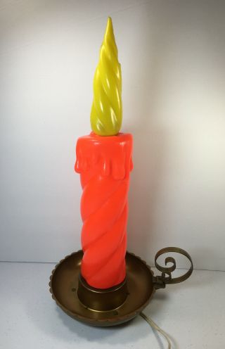 Vintage Safe Tree 17 " Lighted Blow Mold Christmas Candle & Holder.  Usa