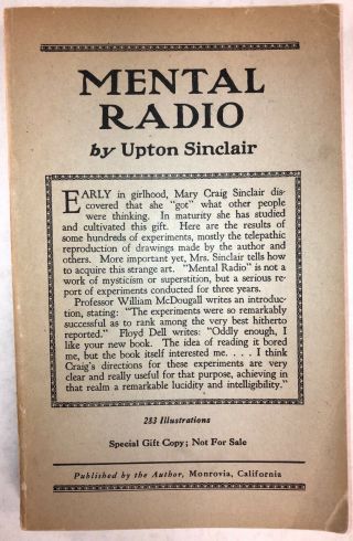 Upton Sinclair Signed " Mental Radio " 1930 1st Edition Softcover