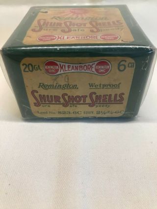 Vintage Remington Shur Shot Shells 20 Ga.  Cartridge Box,  Empty