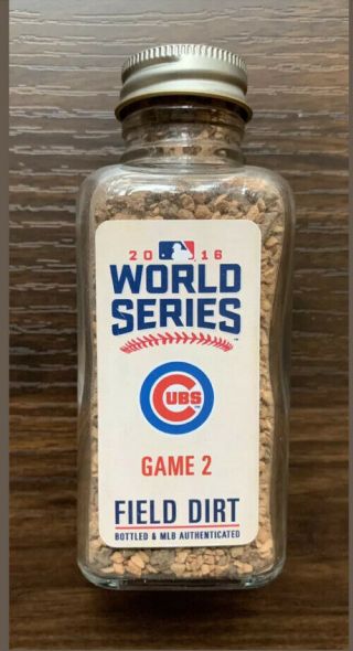 2016 World Series Game 2 Chicago Cubs Game Field Dirt Jar - Mlb Authentic