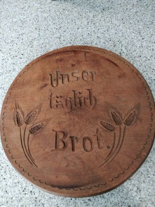 Vintage/antique Wooden 11 1/2 " German Bread Board " Our Daily Bread "