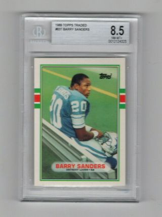 Barry Sanders 1989 Topps Traded Rookie Card Beckett Graded Nm - Mt,  8.  5