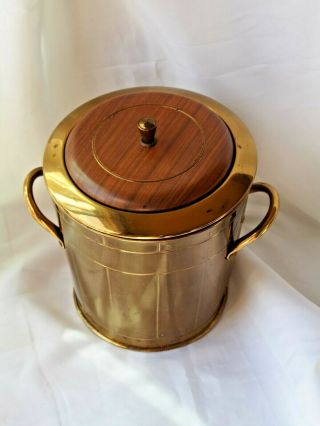Vintage Everlast Brass Ice Bucket With Pyrex Liner