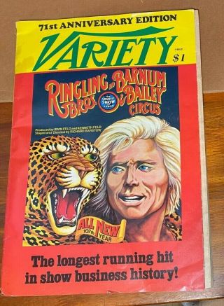 Vintage 1977 Variety 71st Anniversary Newspaper Ringling Bros Circus 107th Year