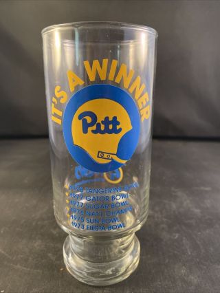 Vintage 1970s Pitt Panthers Pittsburgh Football Bowl Game Winner Glass 6.  5 "