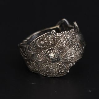 Vtg Sterling Silver Indian Chief Seal Crest Spoon Handle Ring Size 11 - 10.  5g