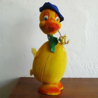 Huge Vtg German Paper Mache Easter Chick Bobblehead Composition Candy Container