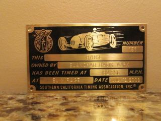 Scta Land Speed Racing Brass Timing Plate - B/bgl Lakester - 07/12/09 El Mirage