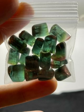 Polished Bi - Color Tourmaline Gemstones - 23.  2 Grams - Vintage Estate Find