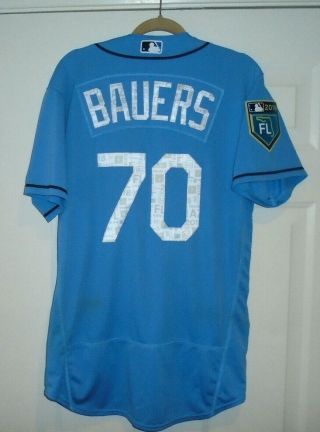 Jake Bauers 2018 Tampa Bay Rays Spring Team Training Game Issued Jersey