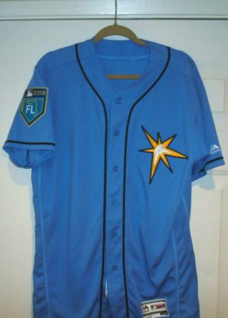 Jake Bauers 2018 Tampa Bay Rays Spring Team Training Game Issued Jersey 2