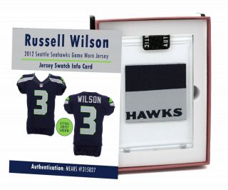 Russell Wilson 2012 Seattle Seahawks Game Worn Jersey Mystery Swatch Box 406564