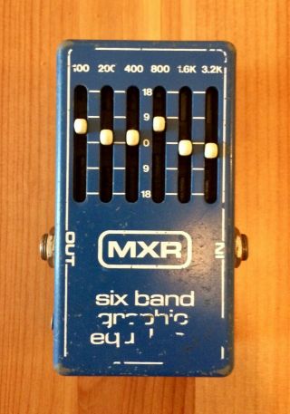 Vintage Blue Box Mxr Six Band Graphic Equalizer Eq Pedal