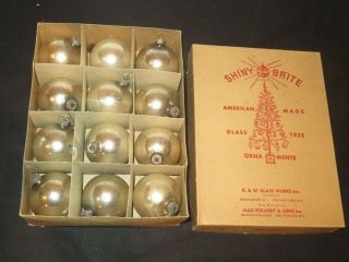 Vintage Christmas Tree Ornaments Shiny Brite Box Mercury Glass (d294)