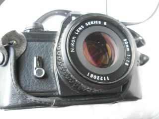 Vintage Nikon EM 35mm SLR Film Camera With 50mm 1.  8 Lens Black Leather Case&Bag 3