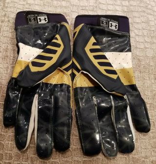 Notre Dame Football Team Issued Player Worn Under Armour Gloves - Size XL 2