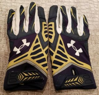 Notre Dame Football Team Issued Player Worn Under Armour Gloves - Size XL 3