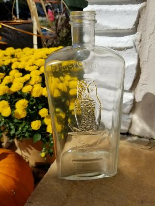 Large Vintage The Owl Drug Co Glass Bottle 9.  5 Inches Tall