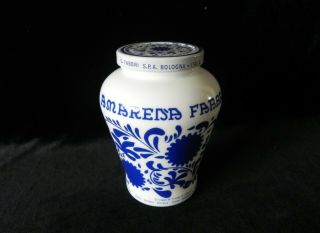 Vintage AMARENA FABBRI Italy Cobalt Blue White Milk Glass Cherries Jar Container 3