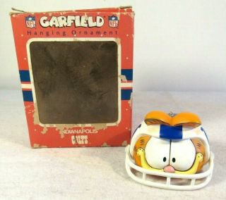 Vtg Garfield Christmas Hanging Ornament Indianapolis Colts Enesco Nfl Box