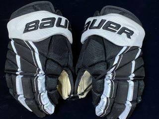 Jack Johnson Black White Bauer Pittsburgh Penguins Nhl Game Worn Gloves 1