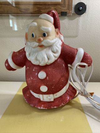 Vintage Flocked Santa Glolite By Noma,  Wall Plaque Tree Topper