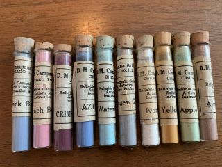 44 Vintage Assorted China Color Powder Overglaze Paint Glass Vials.