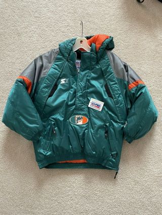 Miami Dolphins Vintage 90s Pullover Starter Jacket - Size Medium,  Euc