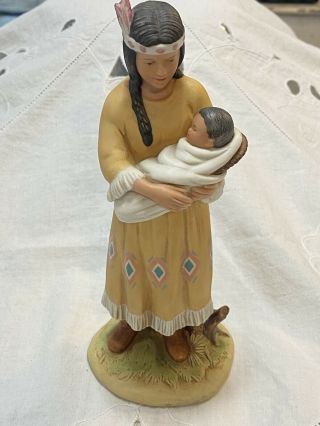Vintage Homco Porcelain “indian Maiden With Baby” 1447 Figurine