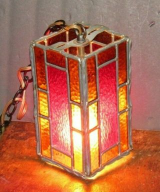 Retro Vintage Hanging Swag Stained Glass Light Lamp - Gothic - Arts &crafts Mission