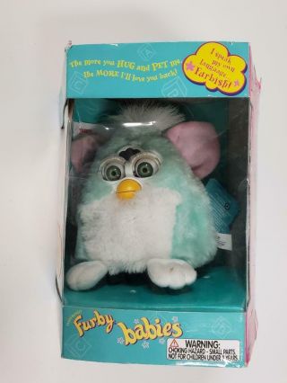 Vintage 1999 Furby Babies Light Green White And Pink Green Eyes