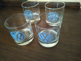 Vintage Vw Volkswagen Bar Glassware Set (4) Whiskey Glasses Drinkware